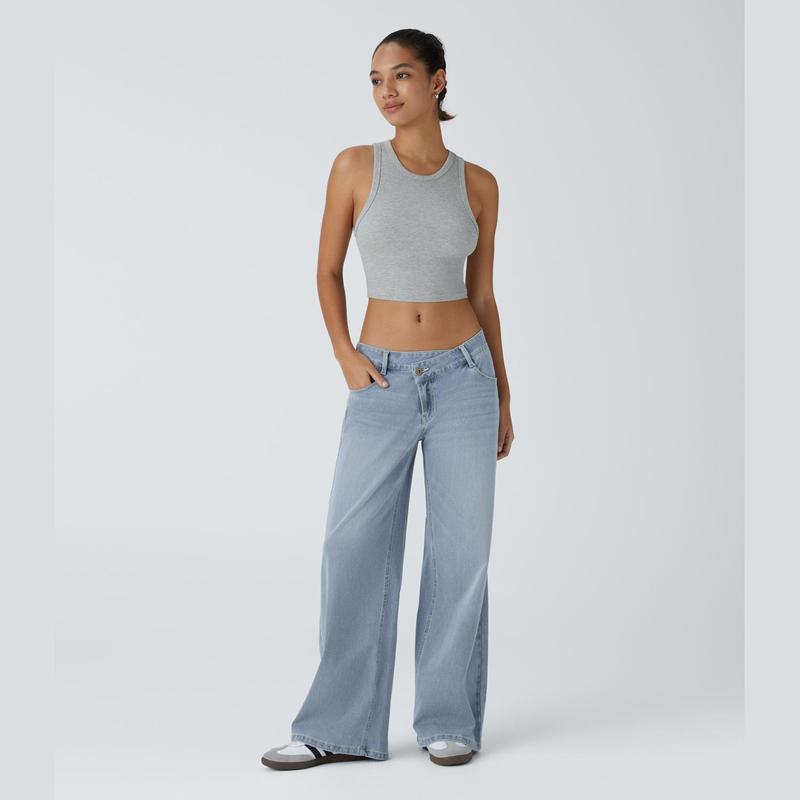 Lounge Flex PerfectFit™ Asymmetric Baggy Wide-Leg Jeans